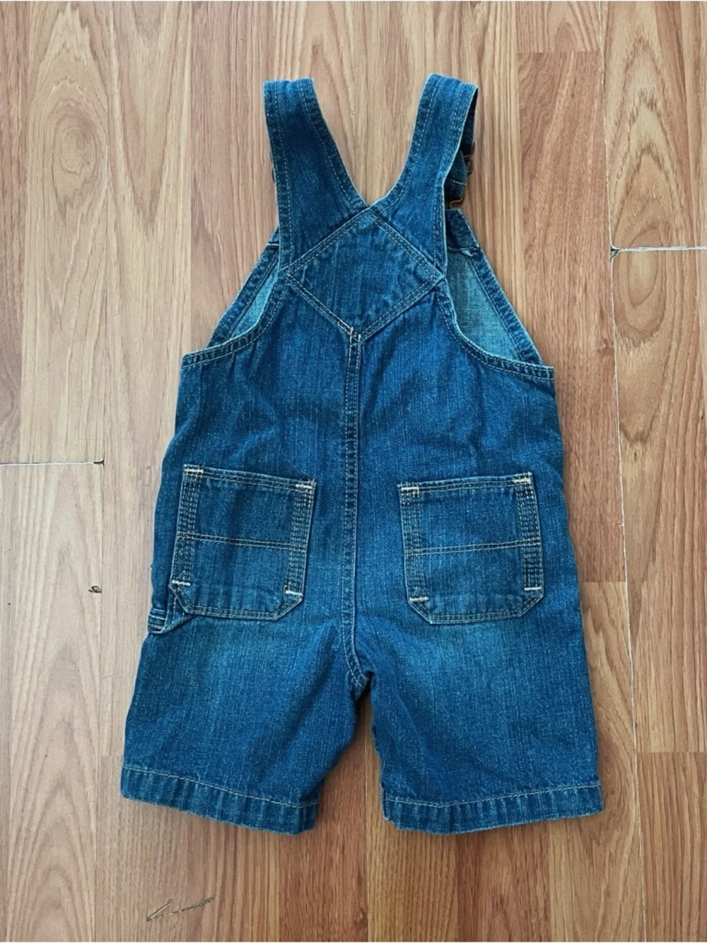 OshKosh Genuine Kids Short Overalls Boy/Girl Size 18 Months Denim Blue 2010 y2k